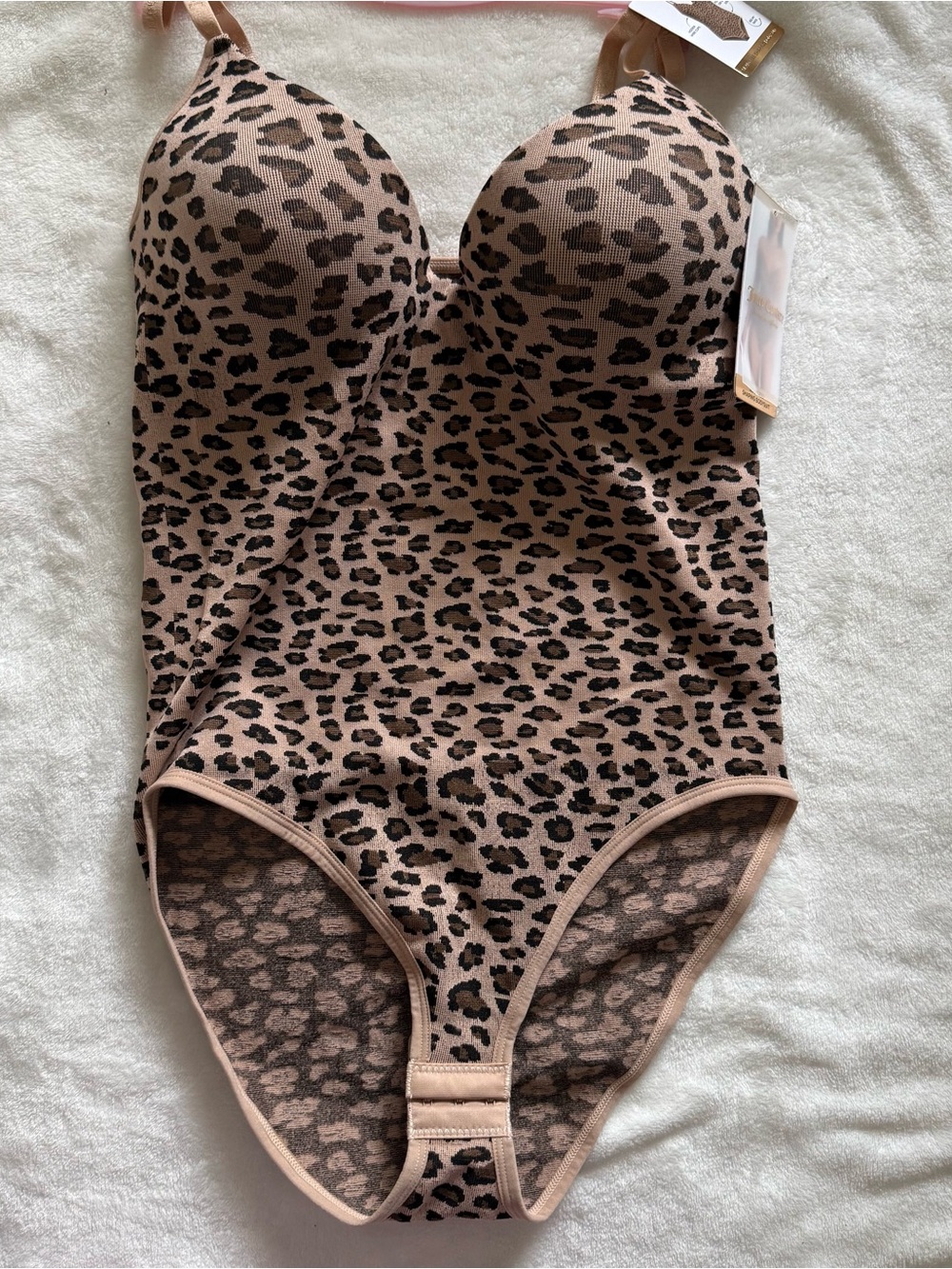 Juicy couture Leopard Print Beige One-Piece Bodysuit with Adjustable Straps